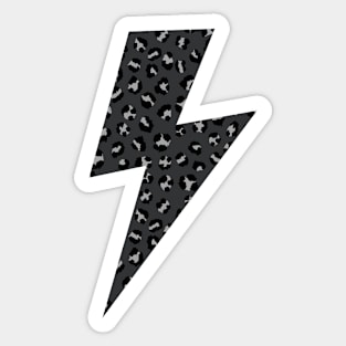 Black and Grey Leopard Cheetah Spots Lightning Sticker